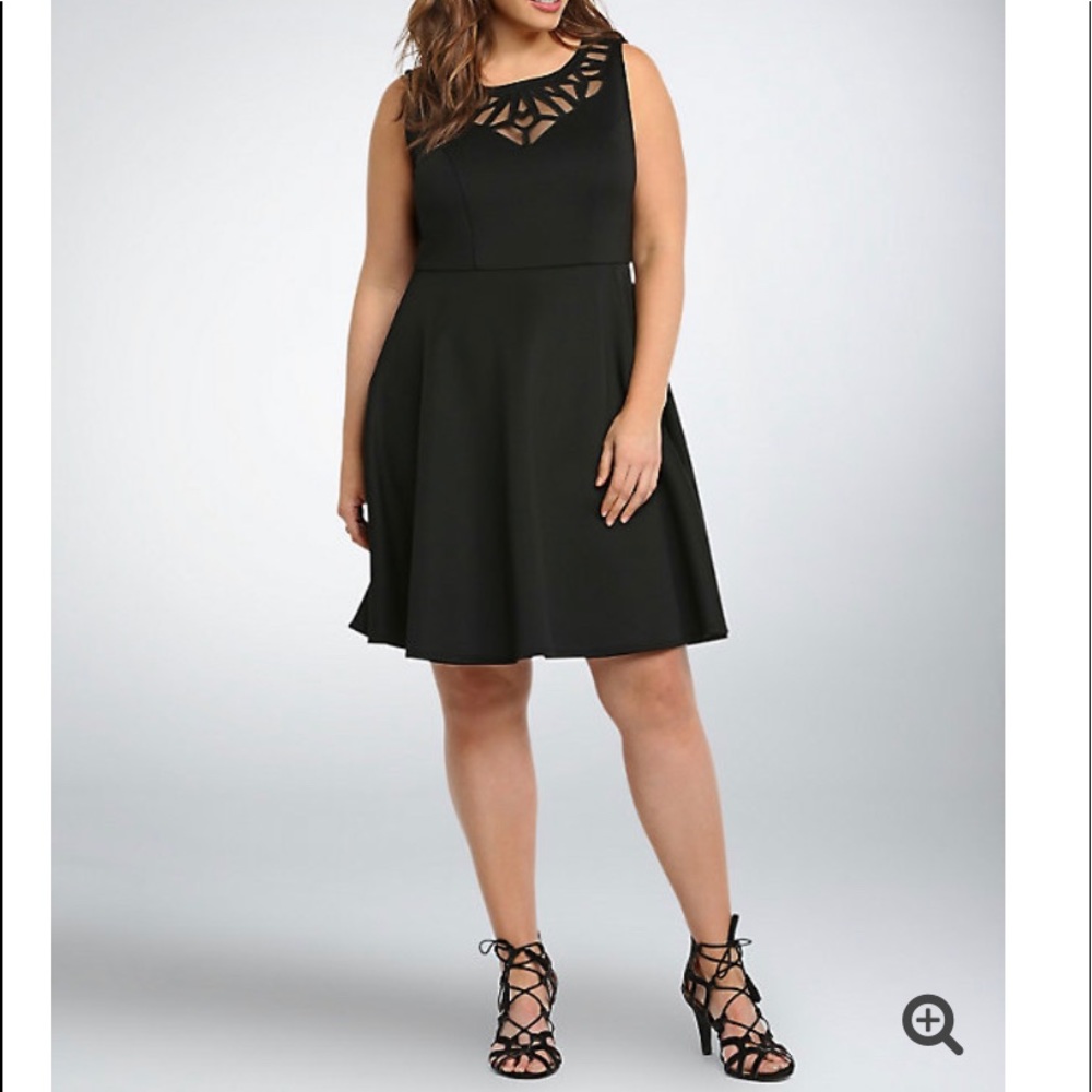 MESH CUTOUT SCUBA SKATER DRESS